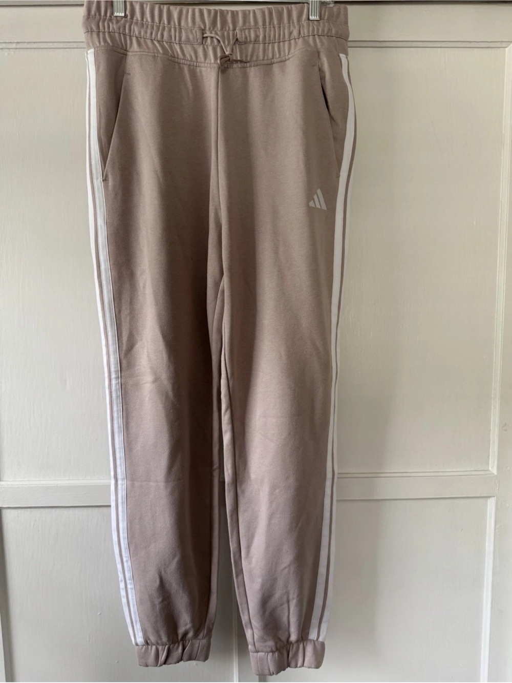 adidas Taupe Sweatpants with White Side Stripes
